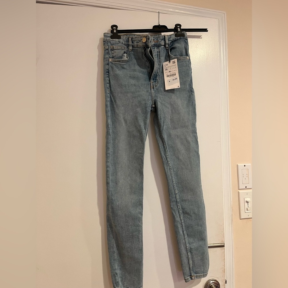 Zara vintage skinny hi-rise ankle length blue women jeans size 38 USA 6